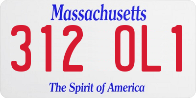 MA license plate 312OL1