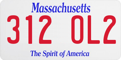 MA license plate 312OL2