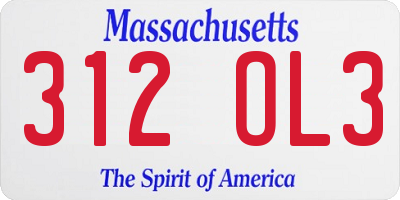 MA license plate 312OL3