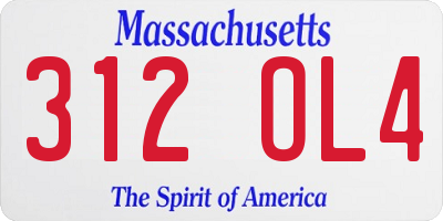 MA license plate 312OL4