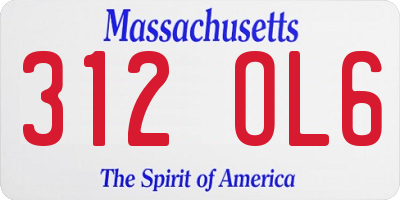 MA license plate 312OL6