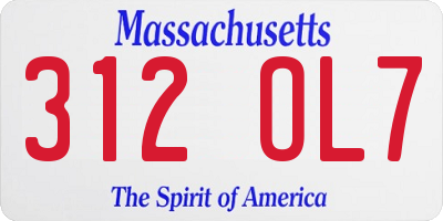 MA license plate 312OL7