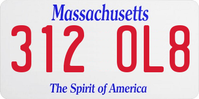 MA license plate 312OL8