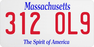 MA license plate 312OL9