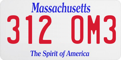 MA license plate 312OM3