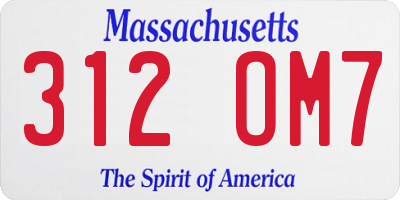 MA license plate 312OM7