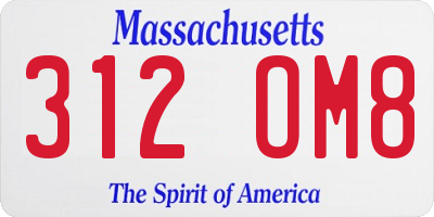 MA license plate 312OM8