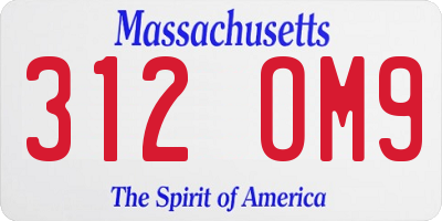 MA license plate 312OM9