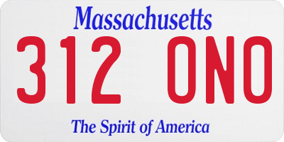 MA license plate 312ON0