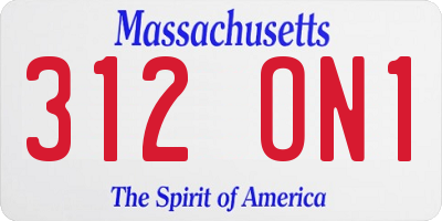 MA license plate 312ON1