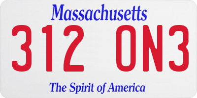MA license plate 312ON3