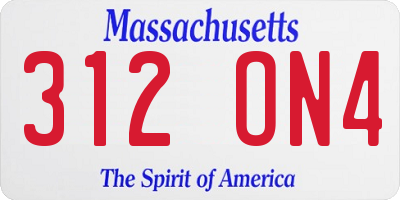 MA license plate 312ON4