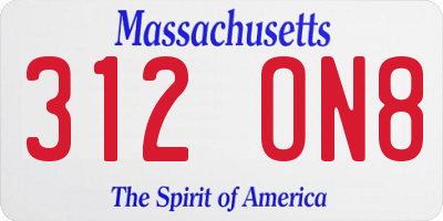MA license plate 312ON8