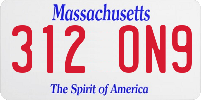 MA license plate 312ON9