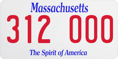 MA license plate 312OO0