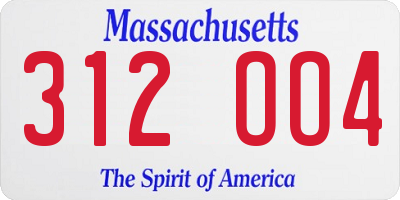 MA license plate 312OO4