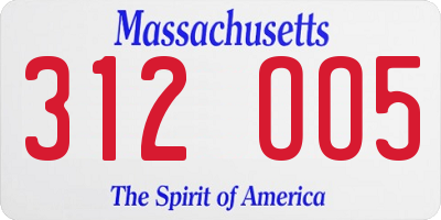 MA license plate 312OO5