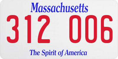 MA license plate 312OO6