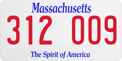 MA license plate 312OO9