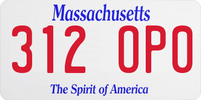 MA license plate 312OP0