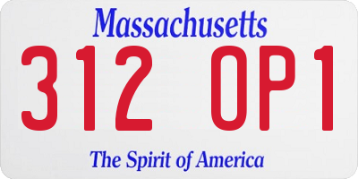 MA license plate 312OP1