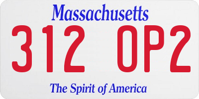 MA license plate 312OP2