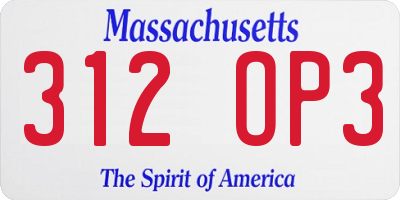 MA license plate 312OP3