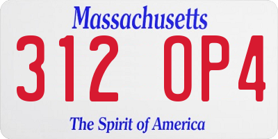 MA license plate 312OP4