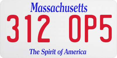 MA license plate 312OP5