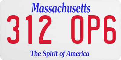 MA license plate 312OP6