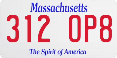MA license plate 312OP8