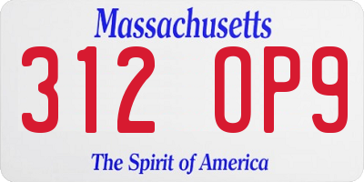 MA license plate 312OP9