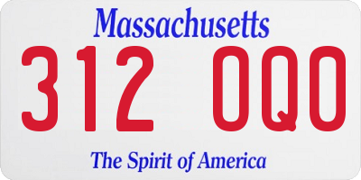MA license plate 312OQ0