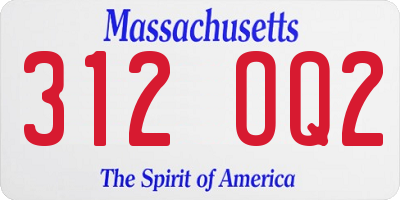 MA license plate 312OQ2