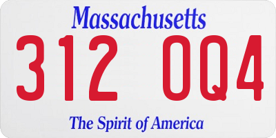 MA license plate 312OQ4