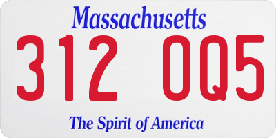 MA license plate 312OQ5