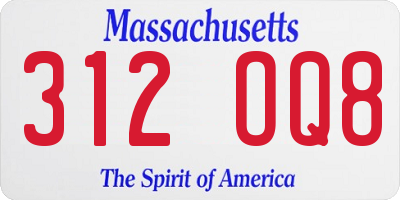 MA license plate 312OQ8