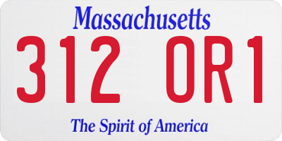 MA license plate 312OR1