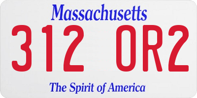 MA license plate 312OR2