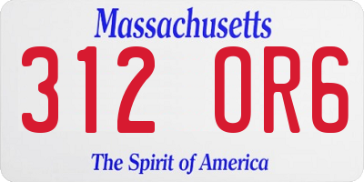 MA license plate 312OR6