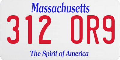MA license plate 312OR9