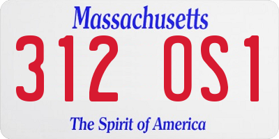 MA license plate 312OS1