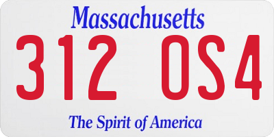MA license plate 312OS4