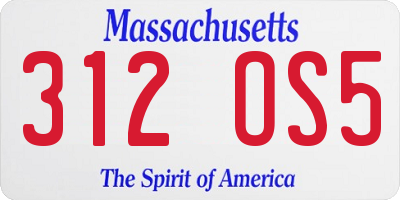 MA license plate 312OS5