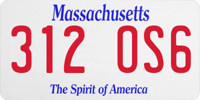 MA license plate 312OS6