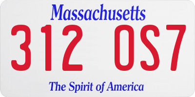MA license plate 312OS7