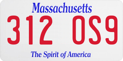 MA license plate 312OS9