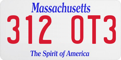 MA license plate 312OT3