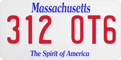 MA license plate 312OT6