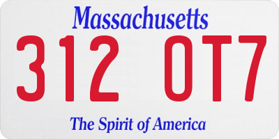 MA license plate 312OT7